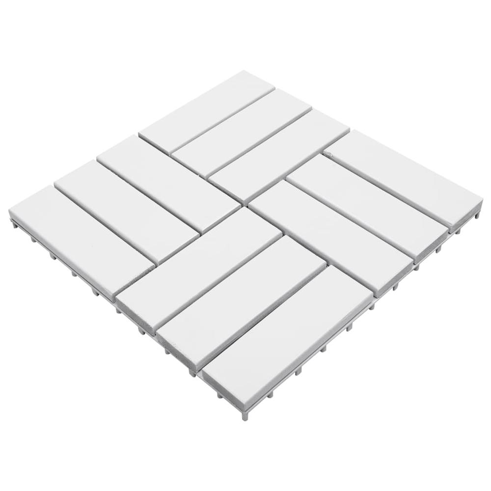 vidaXL Decking Tiles 10 pcs White 11.8"x11.8" Solid Acacia Wood, 310118. Picture 2