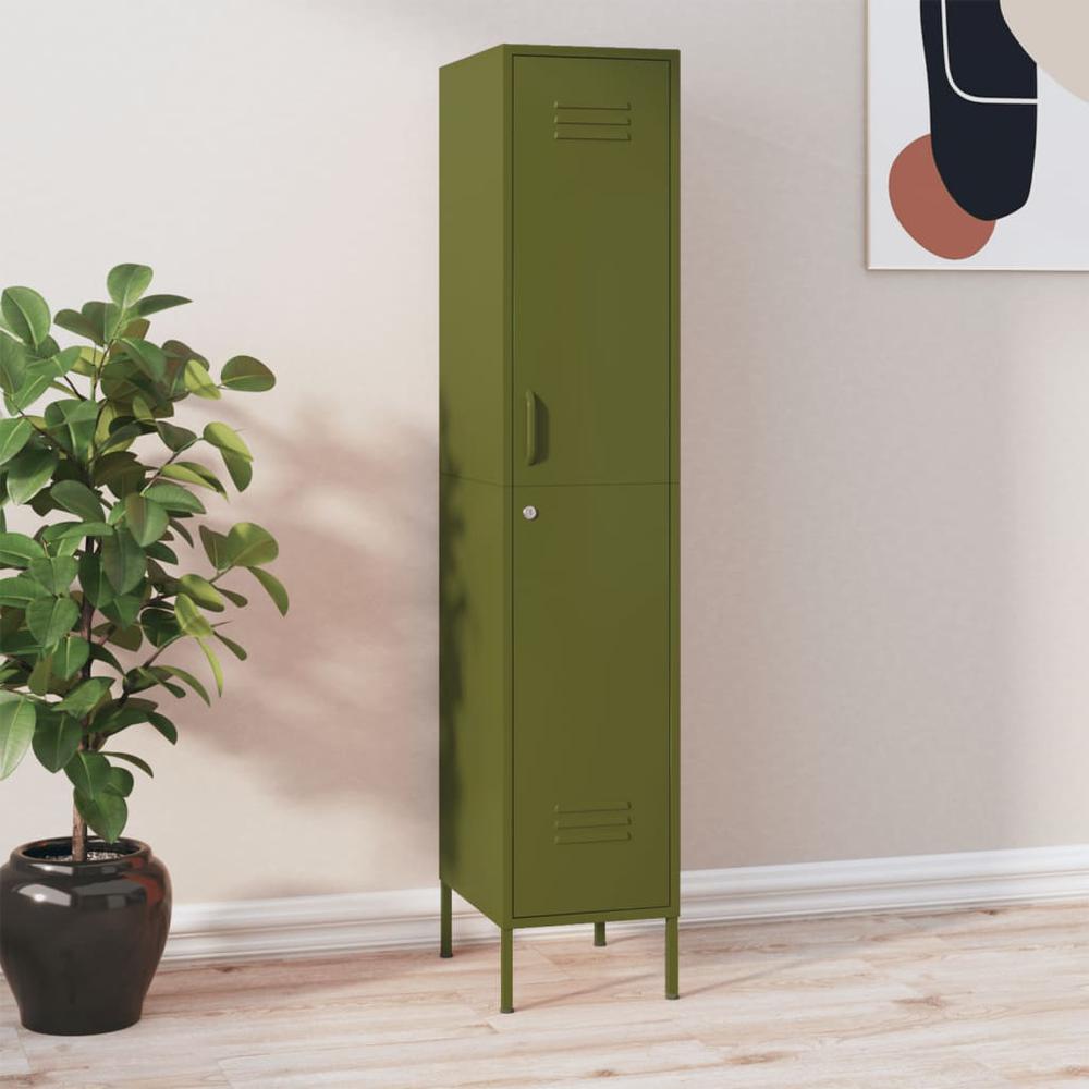 vidaXL Locker Cabinet Olive Green 13.8"x18.1"x70.9" Steel. Picture 1