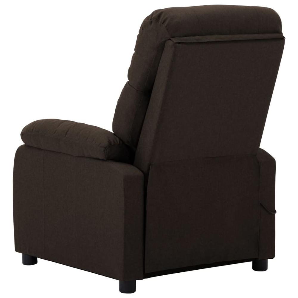 vidaXL Massage Recliner Chair Dark Brown Fabric. Picture 4