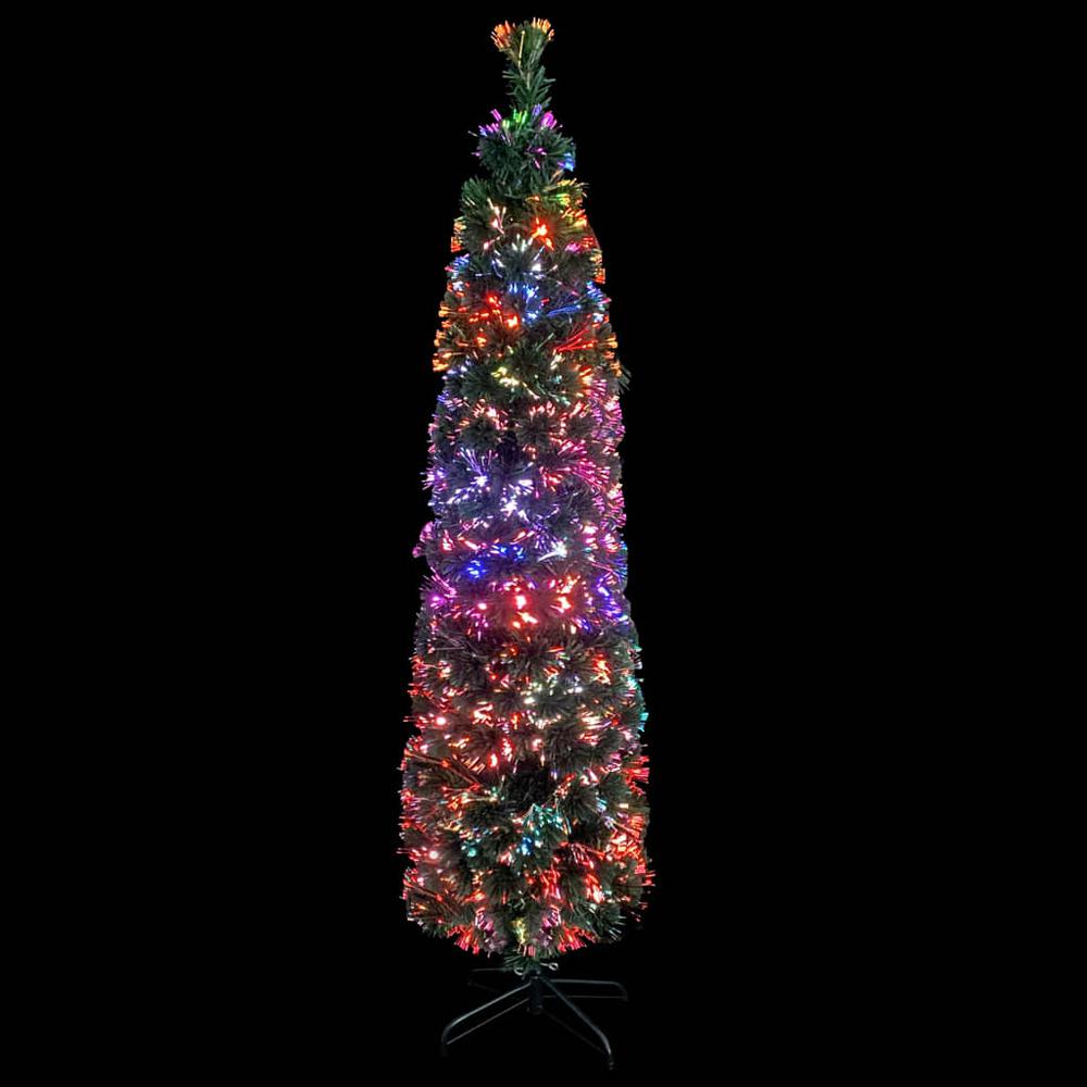 vidaXL Artificial Slim Christmas Tree with Stand 47.2" Fiber Optic. Picture 3