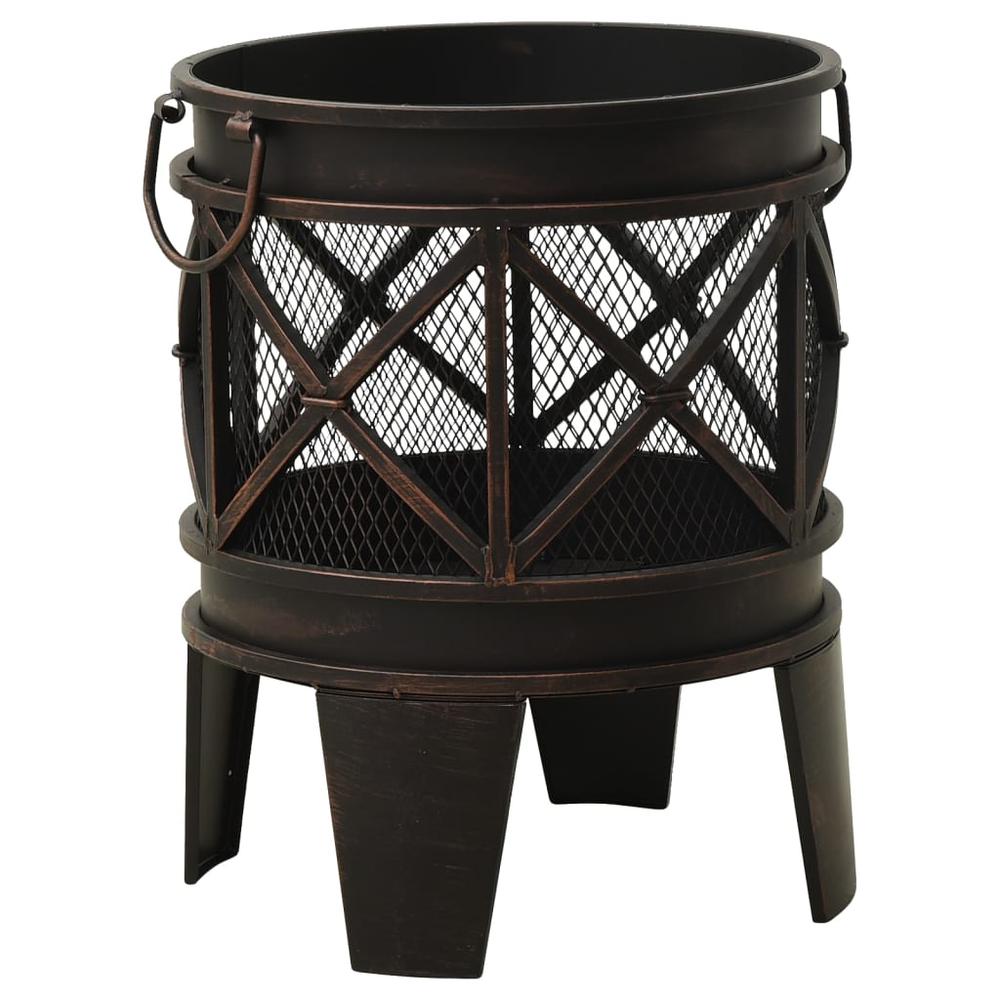vidaXL Rustic Fire Pit with Poker Î¦16.5"21.3" Steell. Picture 2