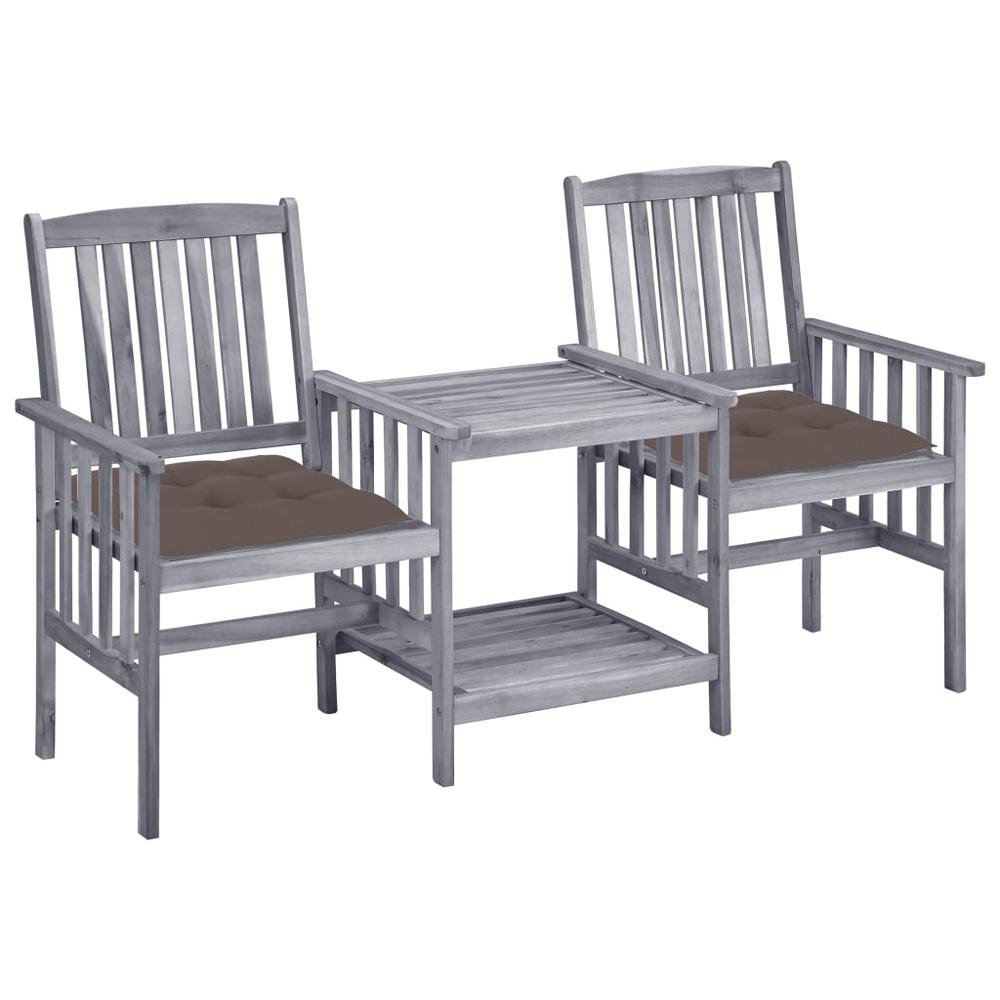 vidaXL Patio Chairs with Tea Table and Cushions Solid Acacia Wood, 3061325. Picture 1