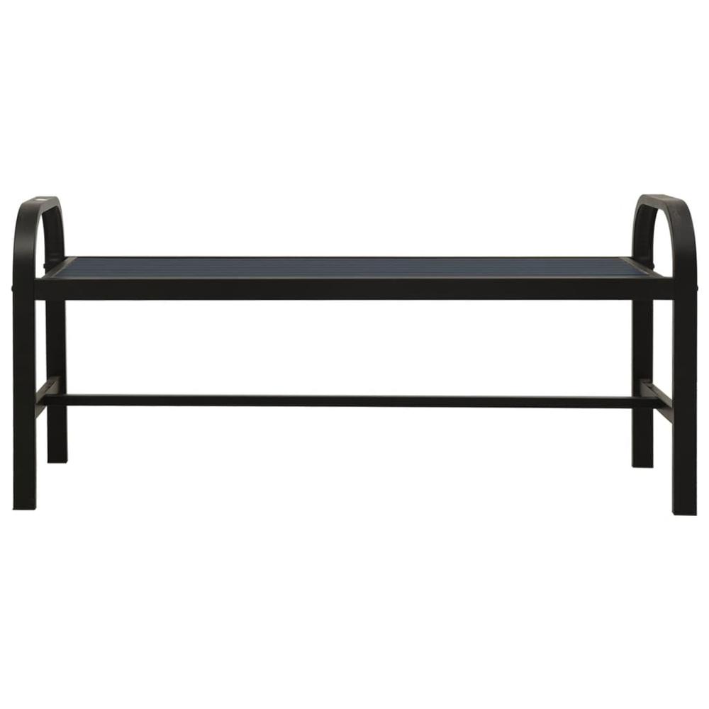 vidaXL Patio Bench 49" Steel and WPC Black. Picture 3