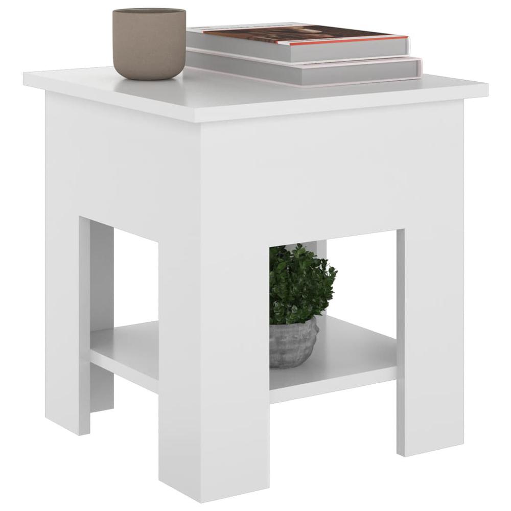 vidaXL Coffee Table High Gloss White 15.7"x15.7"x16.5" Engineered Wood, 810277. Picture 4