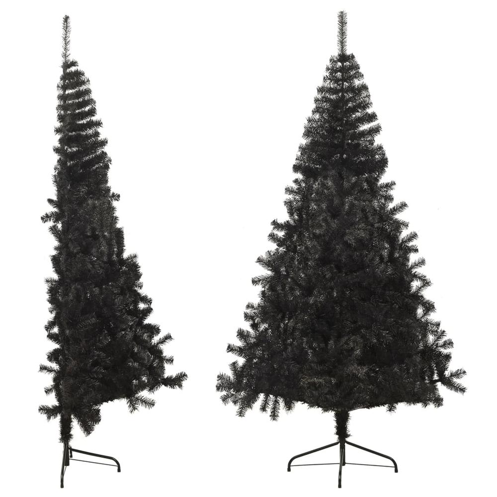 vidaXL Artificial Half Christmas Tree with Stand Black 94.5" PVC. Picture 2