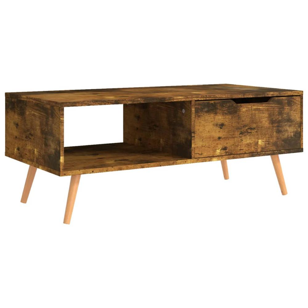 vidaXL Coffee Table Smoked Oak 39.4"x19.5"x16.9" Engineered Wood. Picture 2