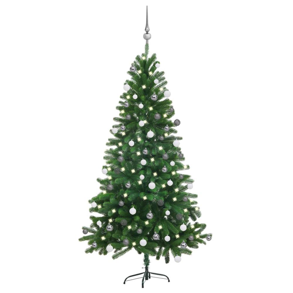 vidaXL Artificial Christmas Tree with LEDs&Ball Set 59.1" Green, 3077726. Picture 1
