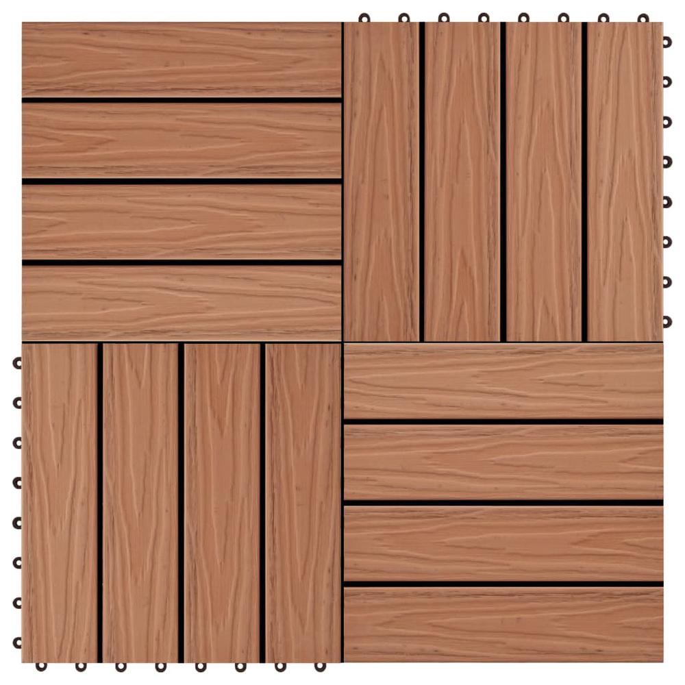 vidaXL 11 pcs Decking Tiles Deep Embossed WPC 11.8"x11.8" 1 sqm Light Brown. Picture 1