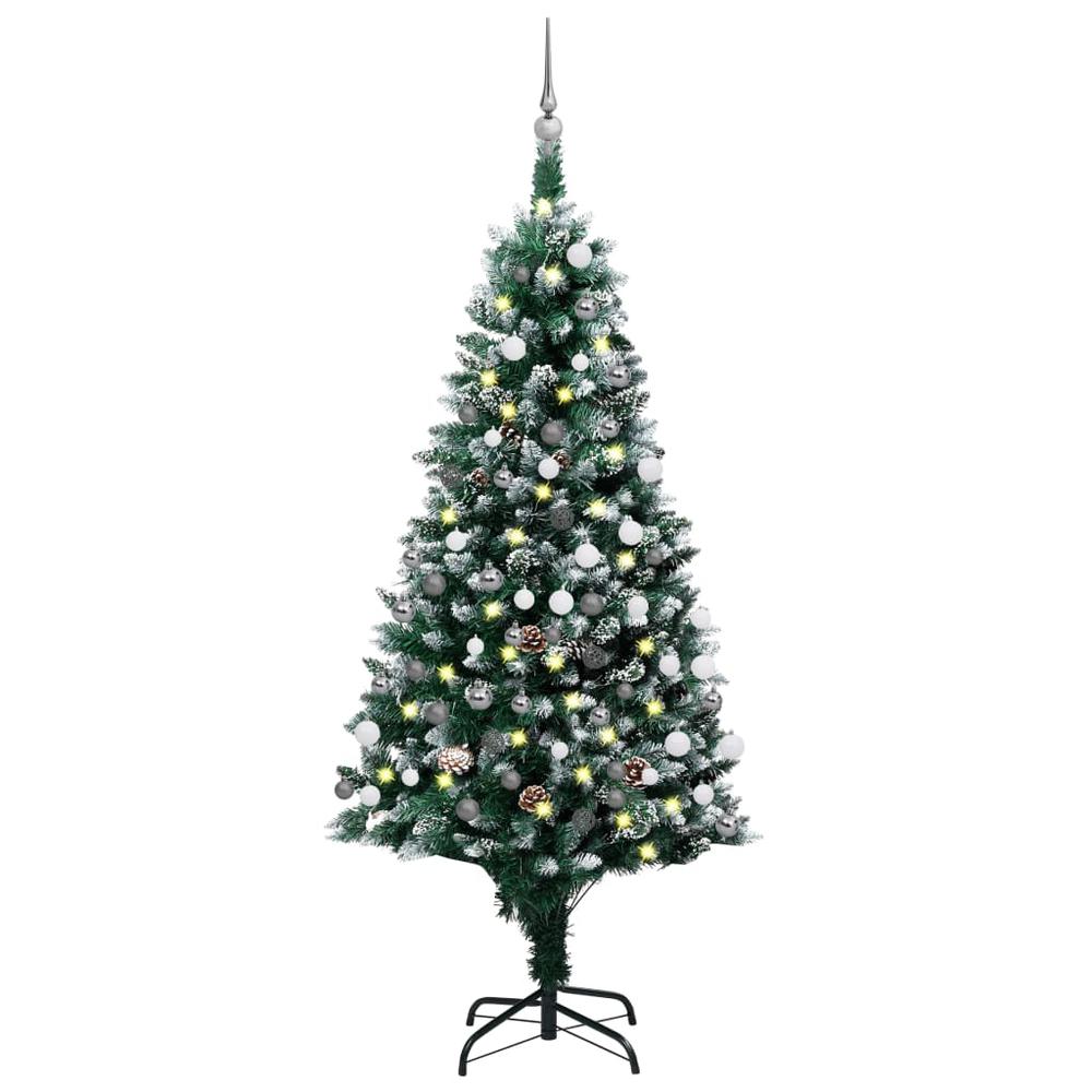 vidaXL Artificial Christmas Tree with LEDs&Ball Set&Pine Cones 59.1", 3077702. Picture 1