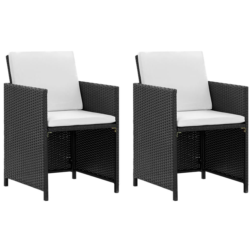 vidaXL 5 Piece Outdoor Dining Set with Cushions Poly Rattan Black, 42521. Picture 2