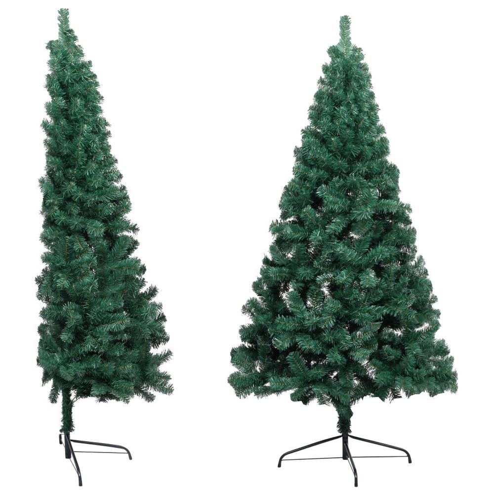 vidaXL Artificial Half Christmas Tree with LEDs&Ball Set Green 47.2", 3077649. Picture 4