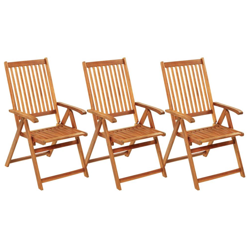vidaXL Folding Patio Chairs 3 pcs with Cushions Solid Acacia Wood, 3064104. Picture 2