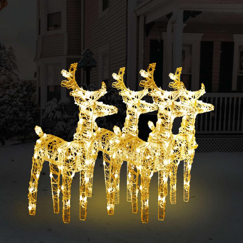 vidaXL Christmas Reindeers 4 pcs Warm White 160 LEDs Acrylic. Picture 1