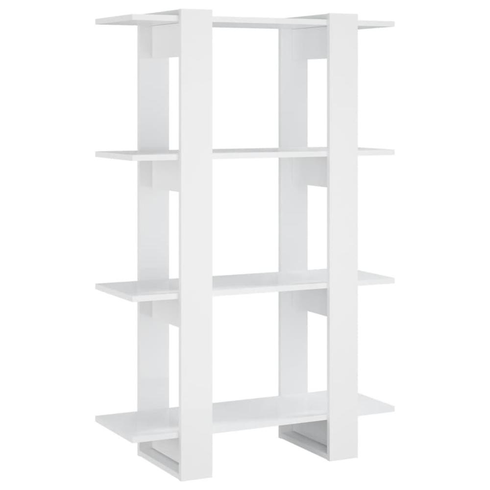 vidaXL Book Cabinet/Room Divider High Gloss White 31.5"x11.8"x48.6". Picture 2