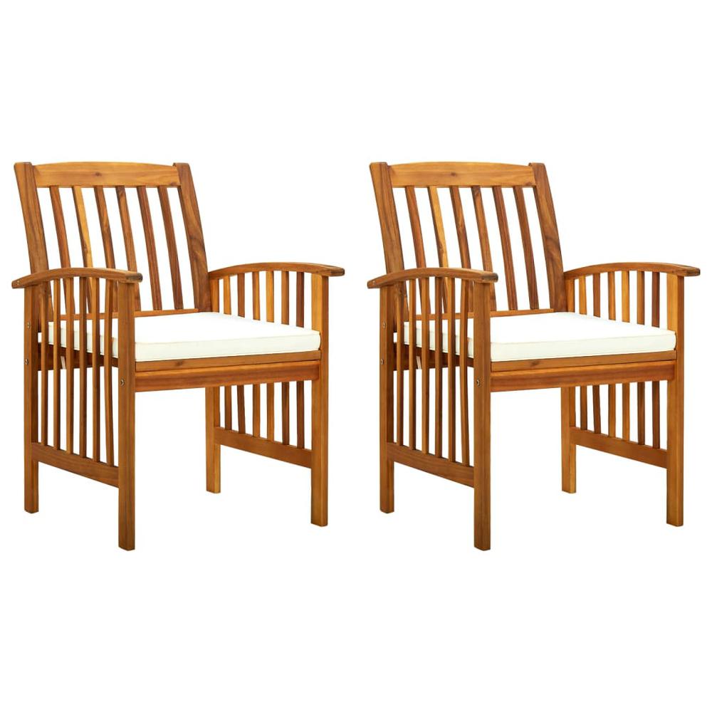 vidaXL Patio Dining Chairs 2 pcs with Cushions Solid Acacia Wood, 312128. Picture 1