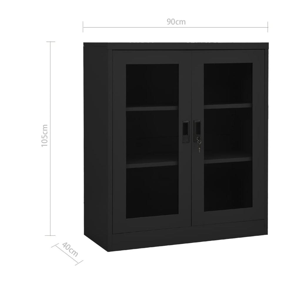 vidaXL Office Cabinet with Planter Box Anthracite 35.4"x15.7"x50.4" Steel. Picture 11