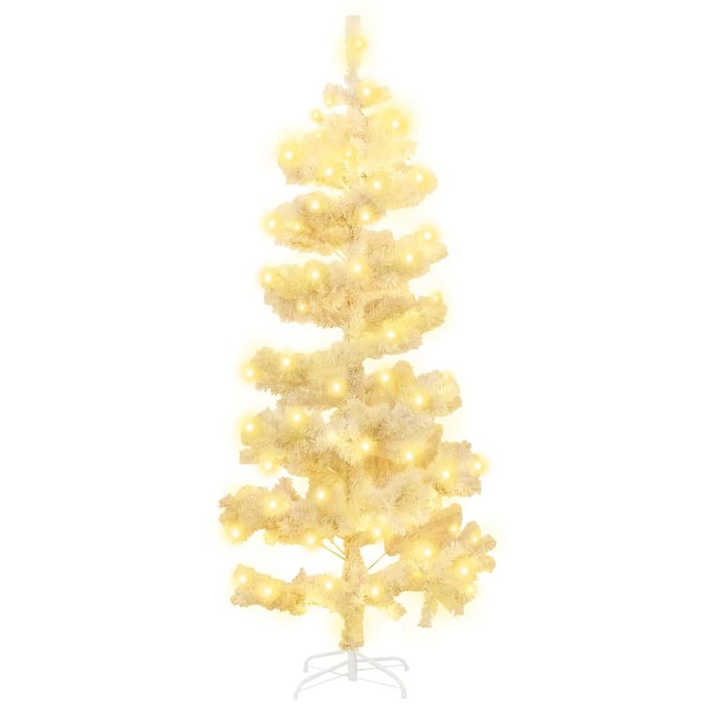 vidaXL Swirl Christmas Tree with Stand and LEDs White 70.9" PVC. Picture 2