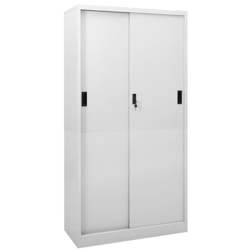 vidaXL Office Cabinet with Sliding Door Light Gray 35.4"x15.7"x70.9" Steel, 335959. Picture 1