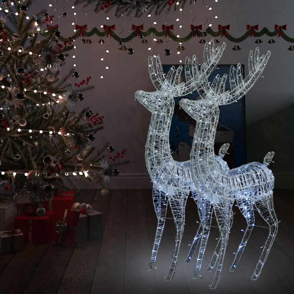 vidaXL XXL Acrylic Christmas Reindeers 250 LED 2 pcs 70.9" Cold white. Picture 1