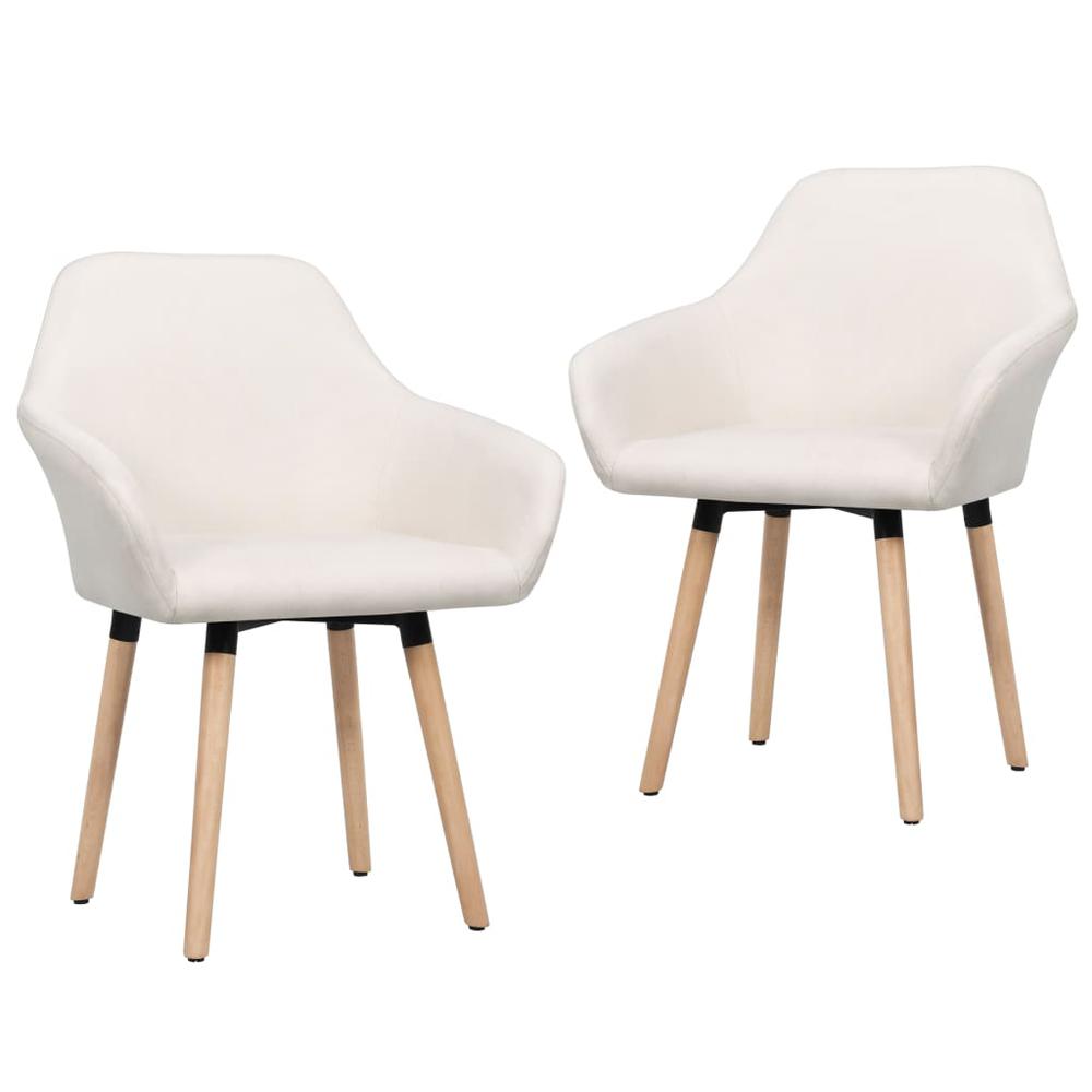 vidaXL Dining Chairs 2 pcs Cream Fabric, 323023. Picture 1