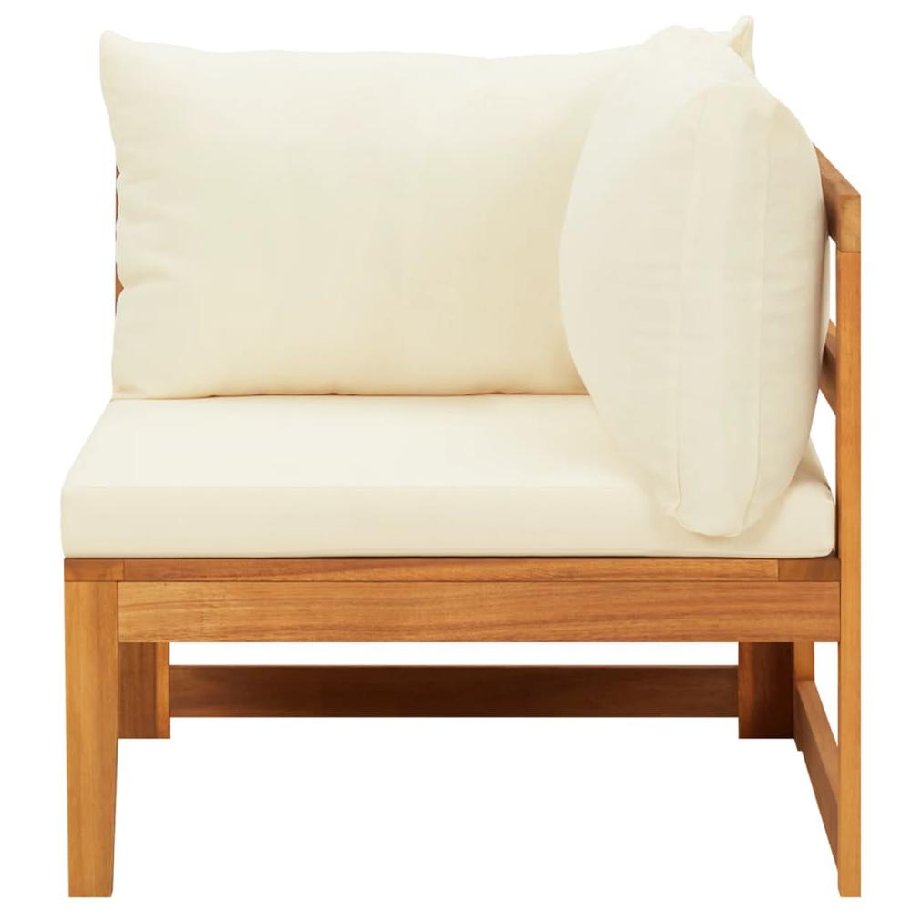 vidaXL Corner Sofa with Cream White Cushions Solid Acacia Wood. Picture 2