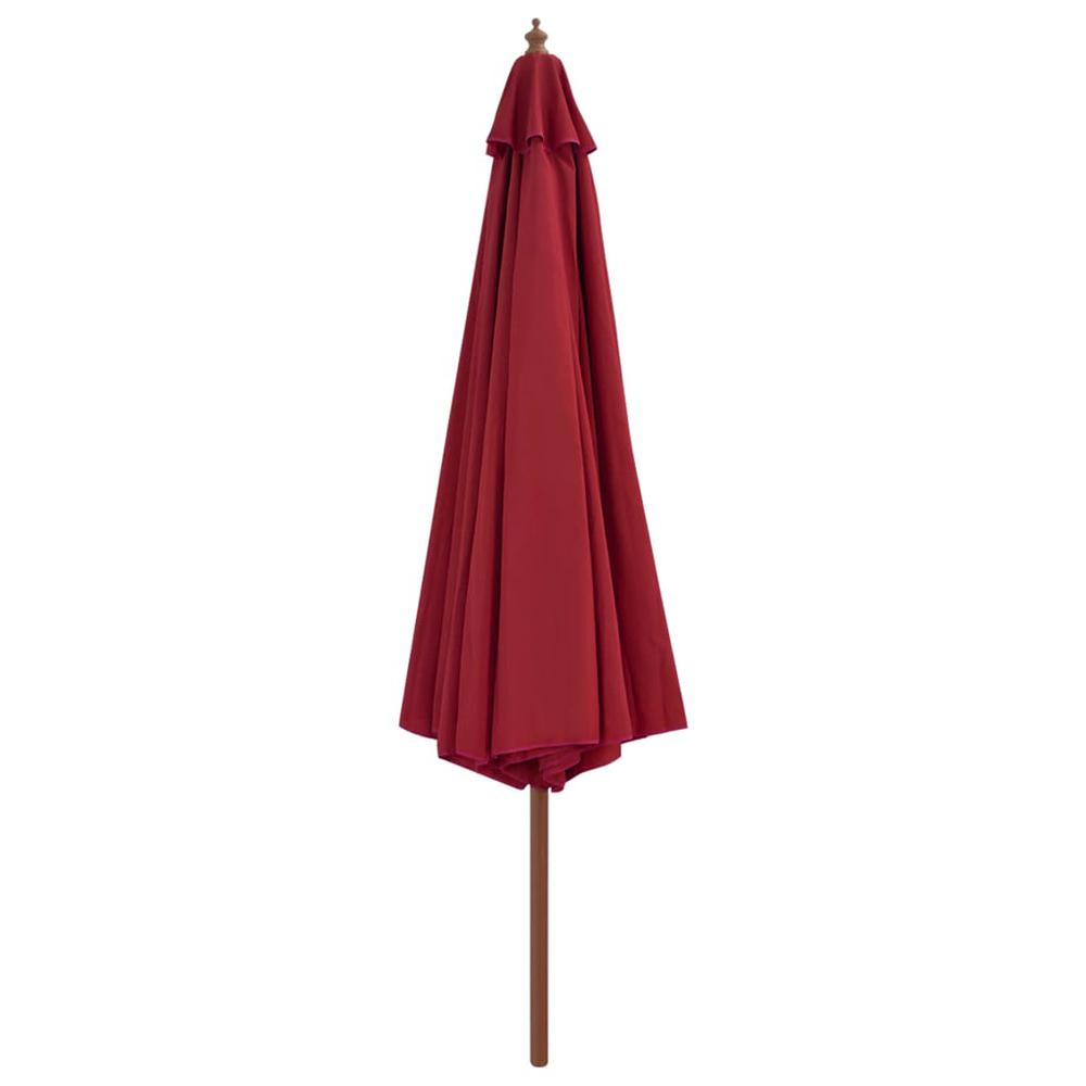 vidaXL Outdoor Parasol with Wooden Pole 137.8" Burgundy. Picture 2
