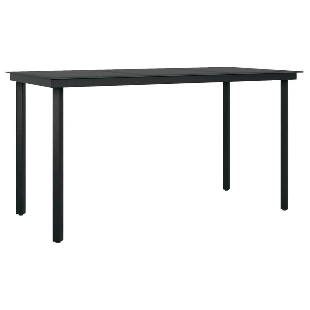 vidaXL Patio Dining Table Black 55.1"x27.6"x29.1" Steel and Glass, 318747. Picture 2