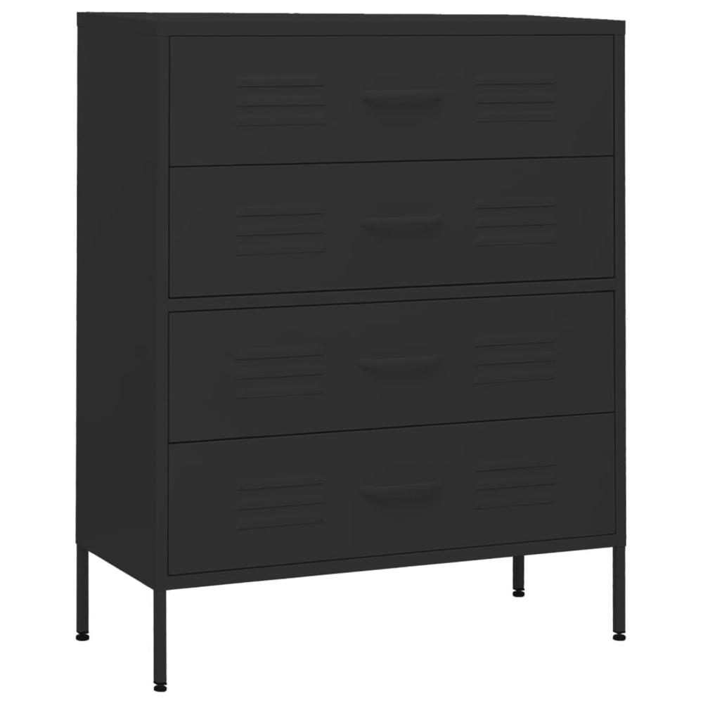 vidaXL Chest of Drawers Black 31.5"x13.8"x40" Steel. Picture 2