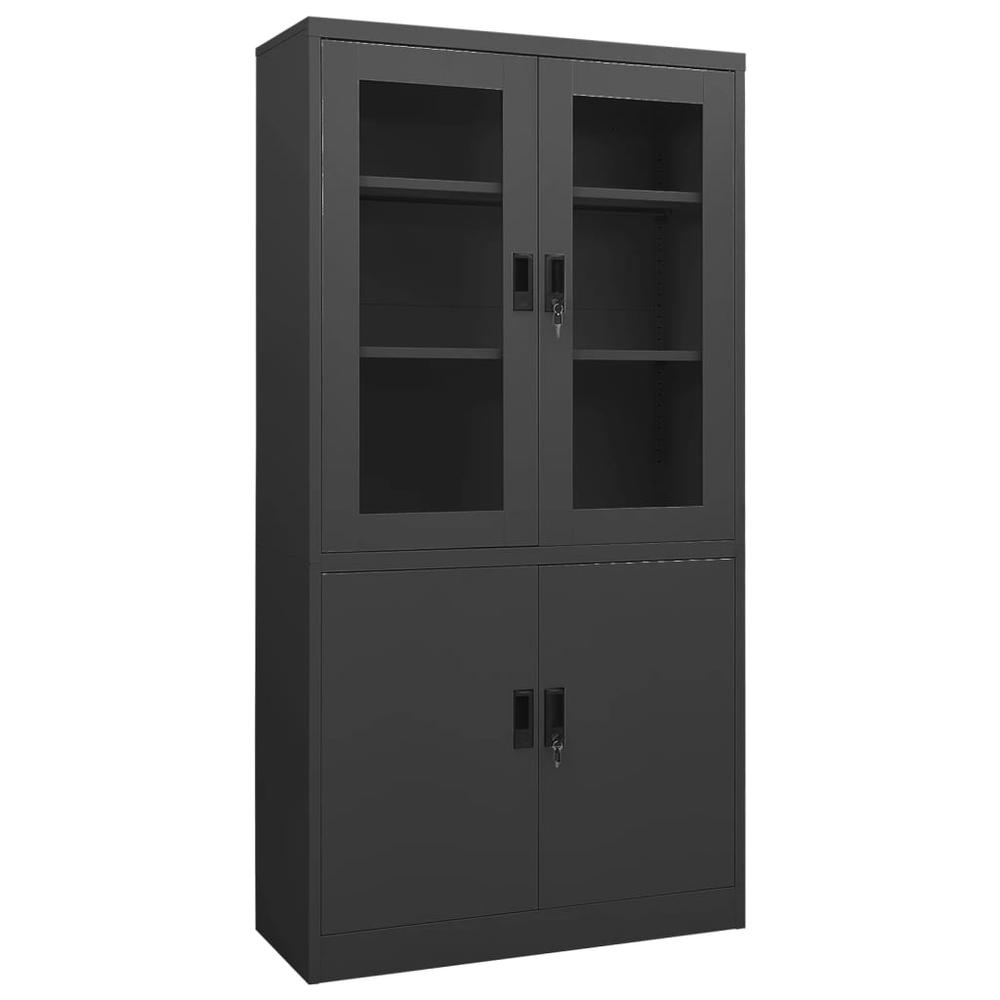vidaXL Office Cabinet Anthracite 35.4"x15.7"x70.9" Steel, 335949. Picture 1