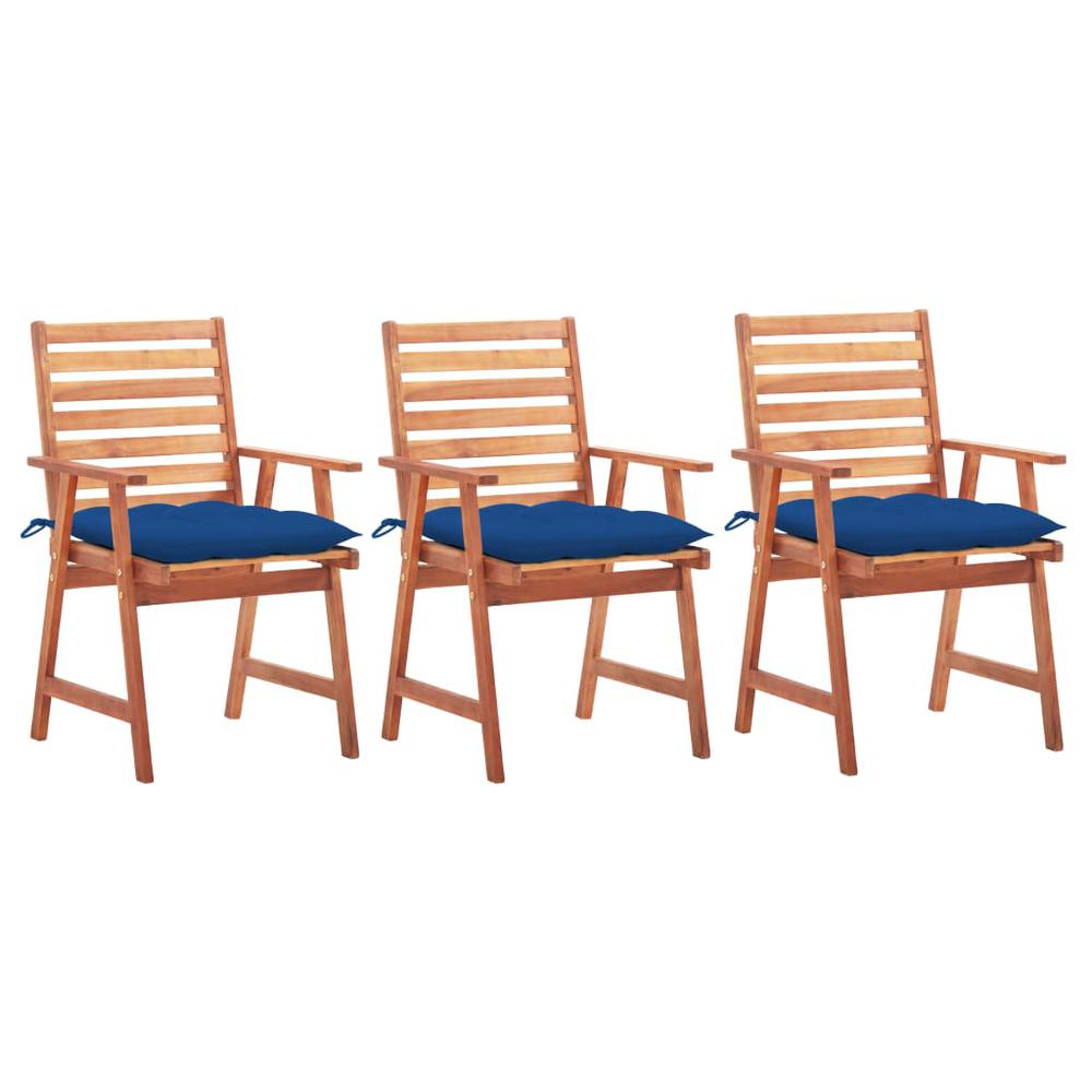 vidaXL Patio Dining Chairs 3 pcs with Cushions Solid Acacia Wood, 3064372. Picture 1