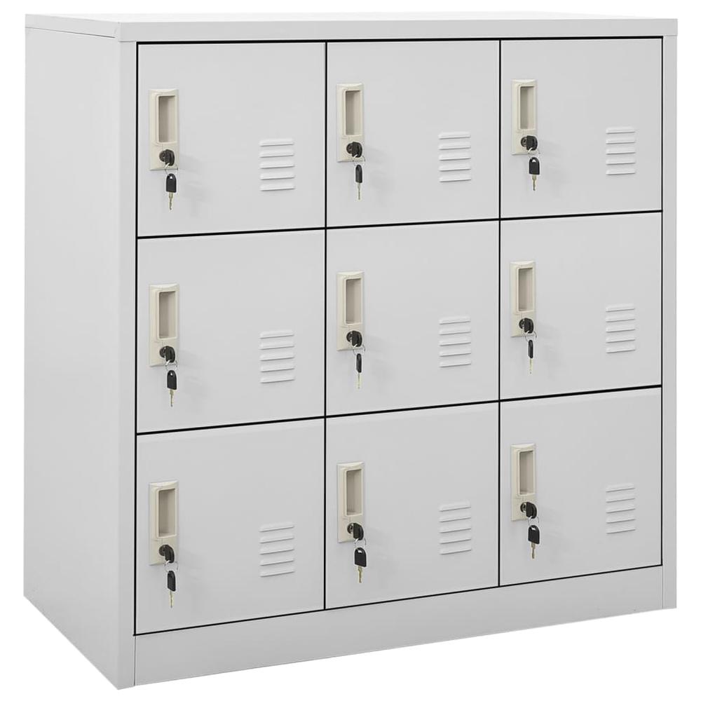 vidaXL Locker Cabinets 2 pcs Light Gray 35.4"x17.7"x36.4" Steel, 3095239. Picture 2