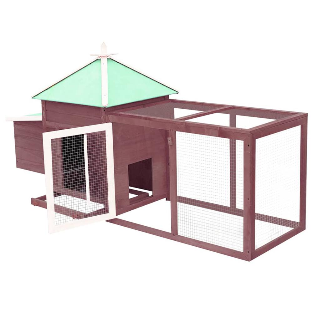vidaXL Chicken Coop with Nest Box Mocha 74.8"x28.3"x40.2" Solid Firwood. Picture 3