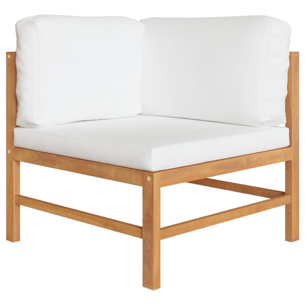 vidaXL Corner Sofas 2 pcs with Cream Cushions Solid Teak Wood. Picture 2