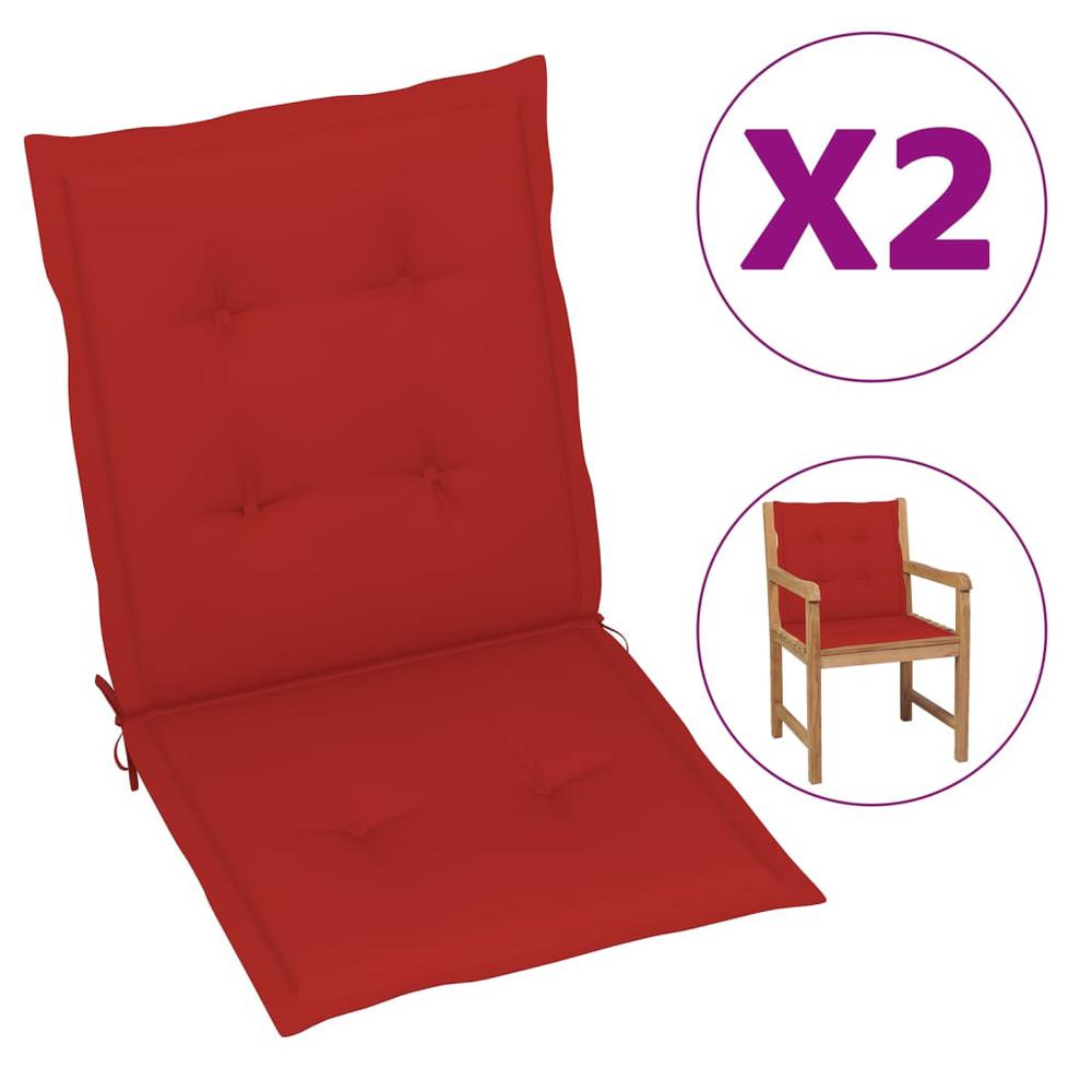 vidaXL Garden Chair Cushions 2 pcs Red 39.4"x19.7"x1.2". Picture 1