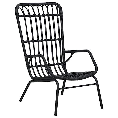 vidaXL Garden Chair Poly Rattan Black, 48581. Picture 2