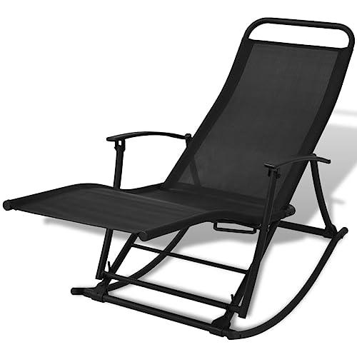 vidaXL Garden Rocking Chair Steel and Textilene Black, 42158. Picture 2