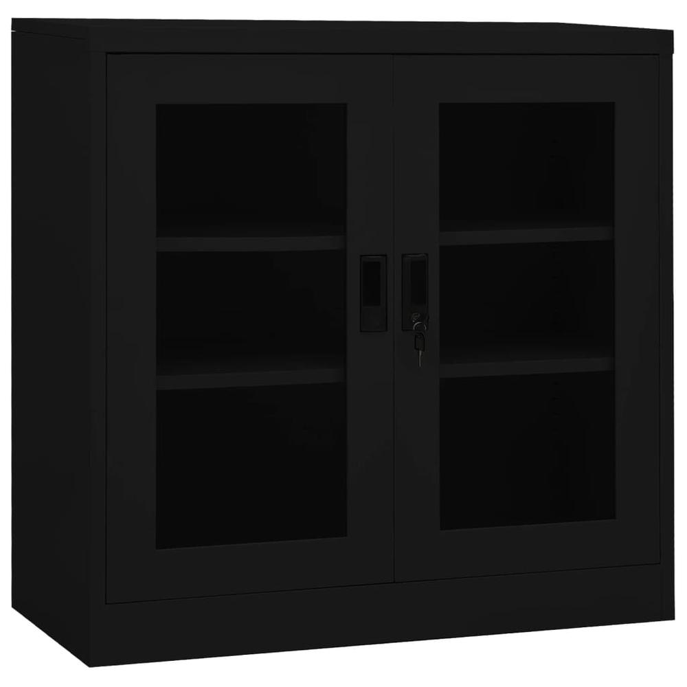 vidaXL Office Cabinet Black 35.4"x15.7"x35.4" Steel. Picture 1