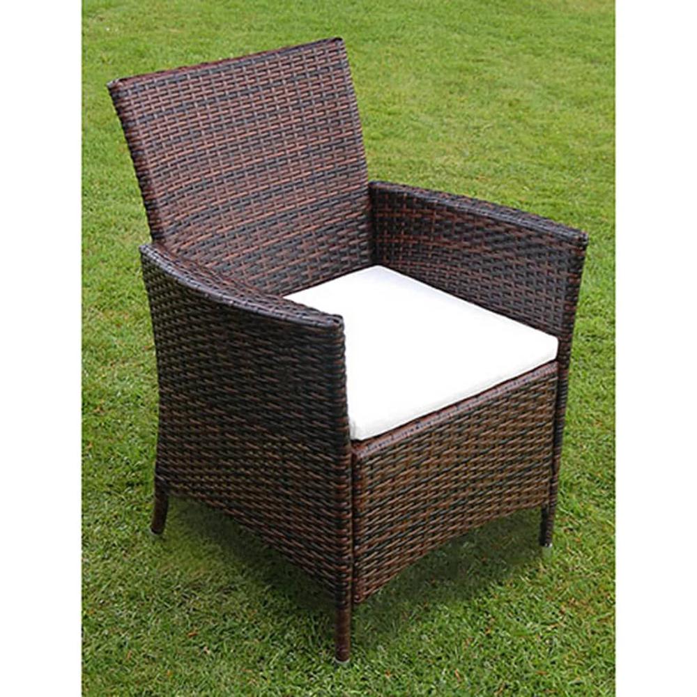 vidaXL 7 Piece Outdoor Dining Set with Cushions Poly Rattan Brown, 43119. Picture 4