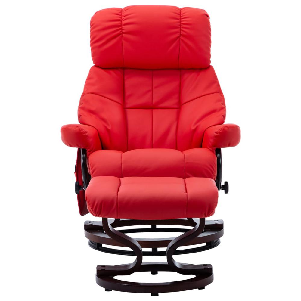vidaXL Massage Reclining Chair Red Faux Leather and Bentwood. Picture 2