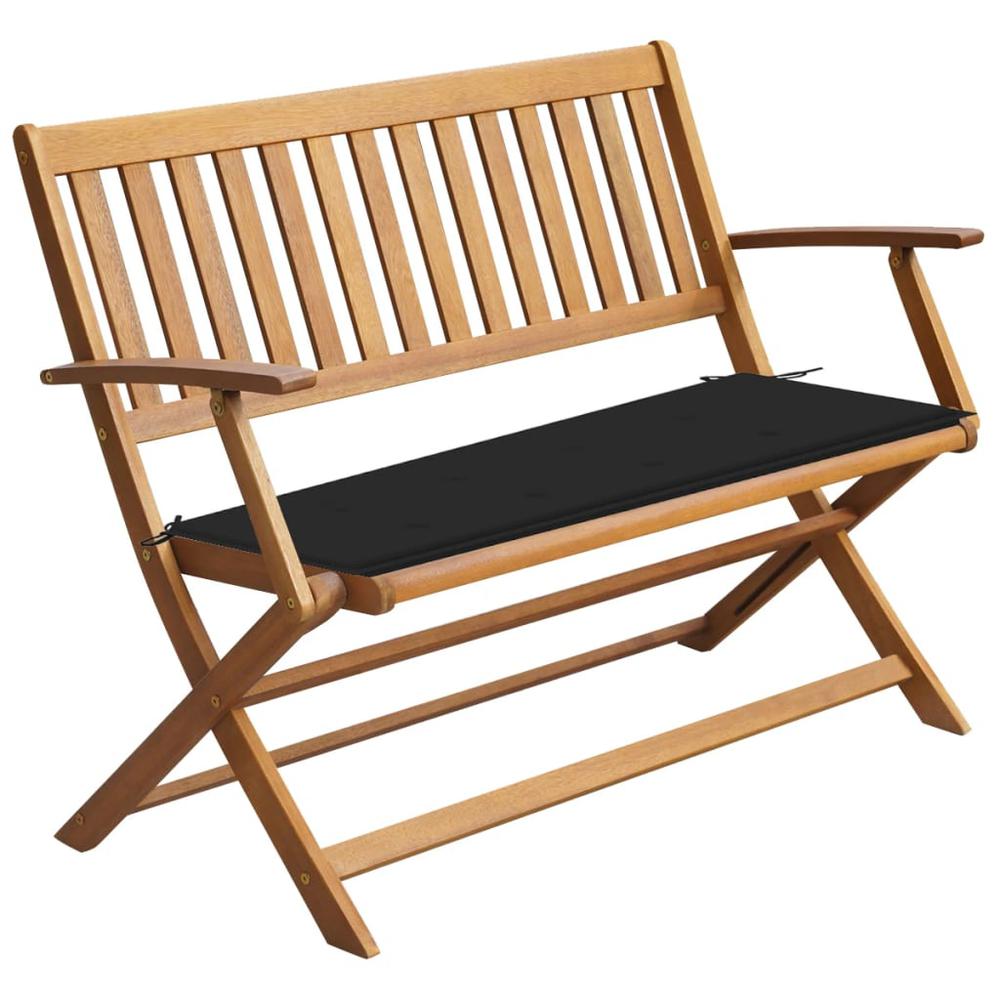 vidaXL Patio Bench with Cushion 47.2" Solid Acacia Wood, 3064246. Picture 1