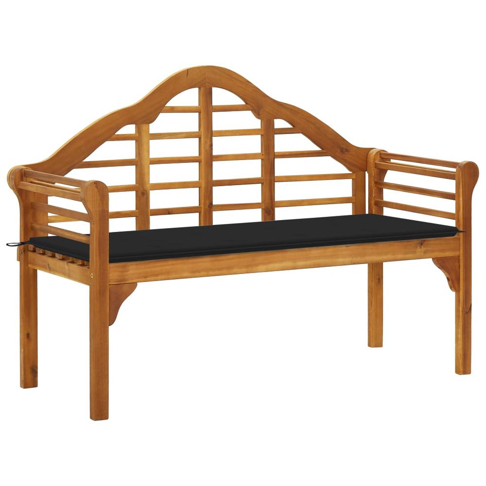 vidaXL Patio Queen Bench with Cushion 53.1" Solid Acacia Wood, 3061411. Picture 1