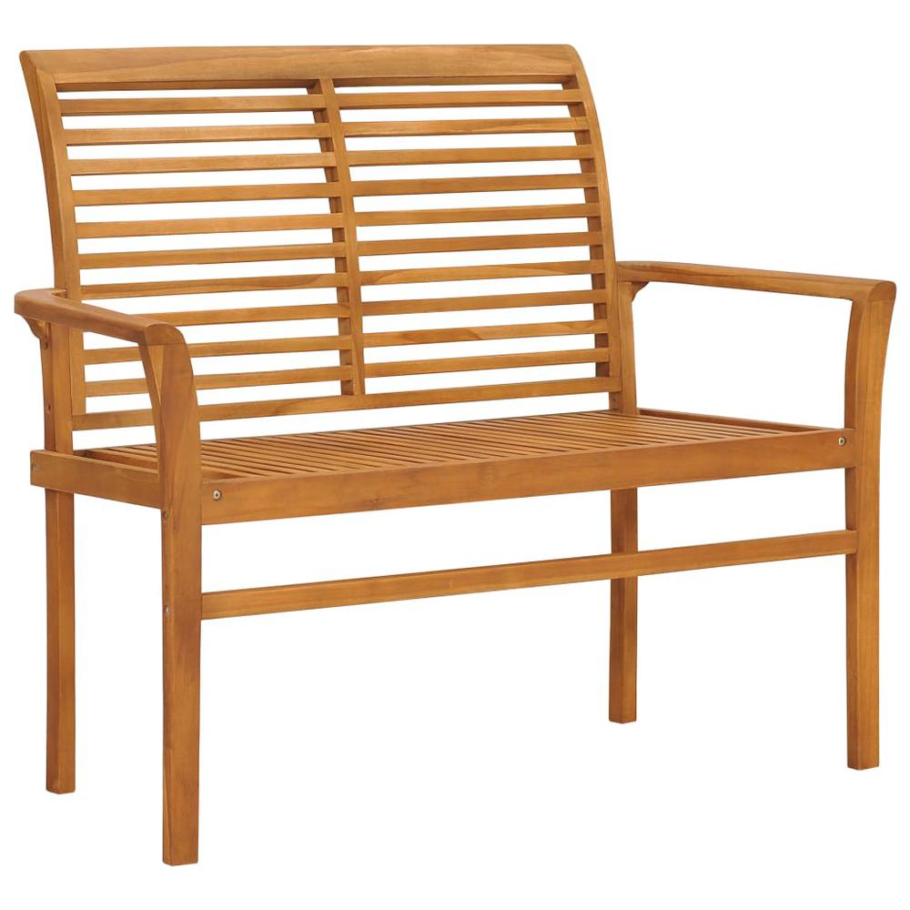 vidaXL Patio Bench with Beige Cushion 44.1" Solid Teak Wood, 3062667. Picture 2