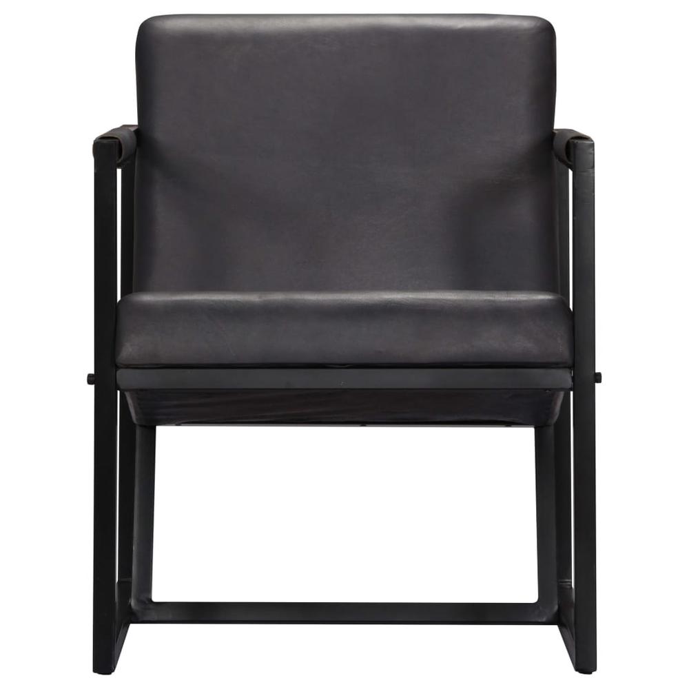 vidaXL Armchair Gray Real Leather. Picture 2