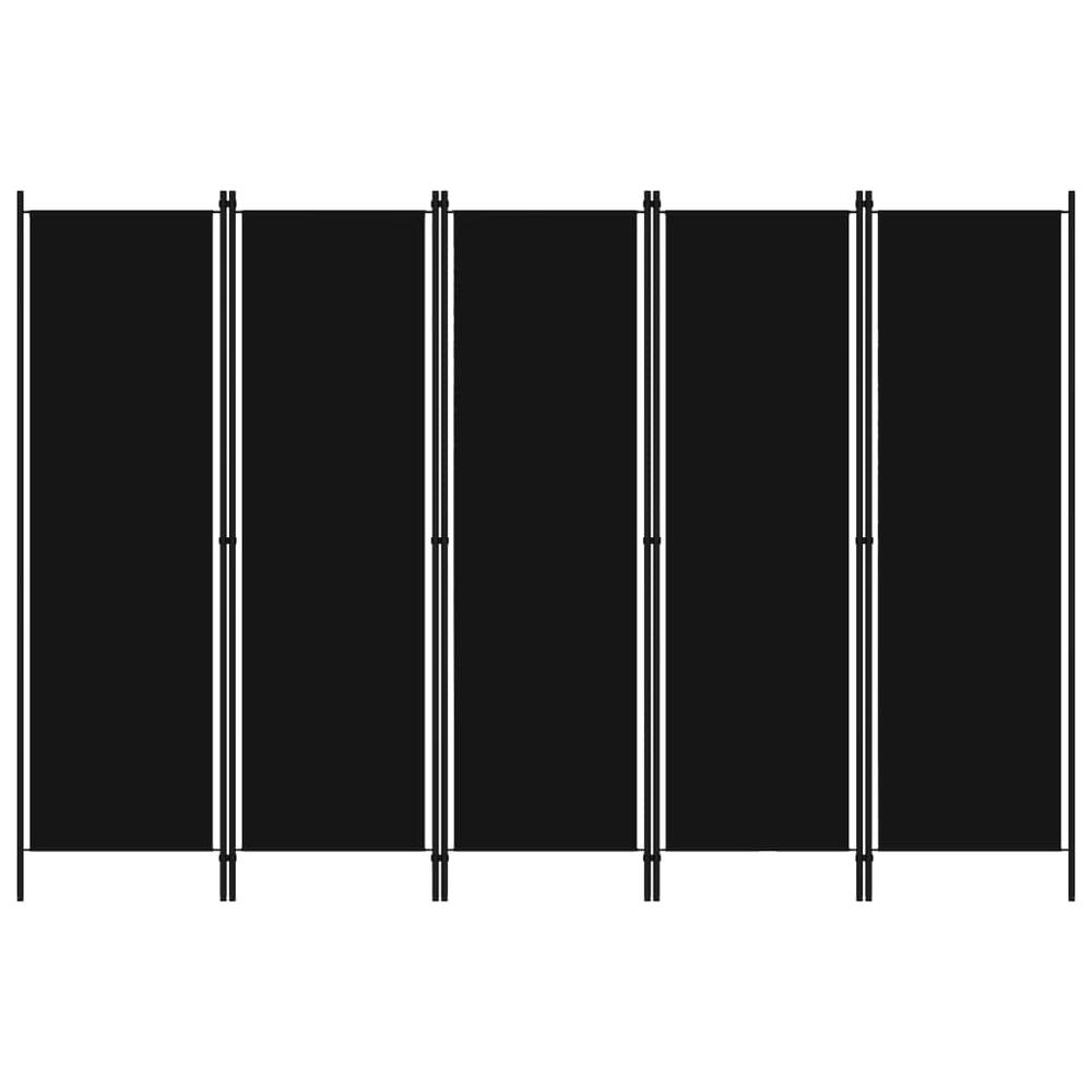 vidaXL 5-Panel Room Divider Black 98.4"x70.9". Picture 1