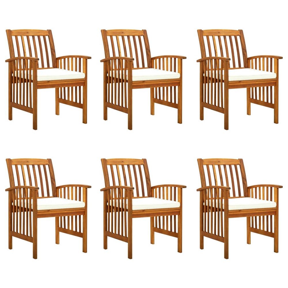 vidaXL Patio Dining Chairs 6 pcs with Cushions Solid Wood Acacia, 3120445. Picture 1