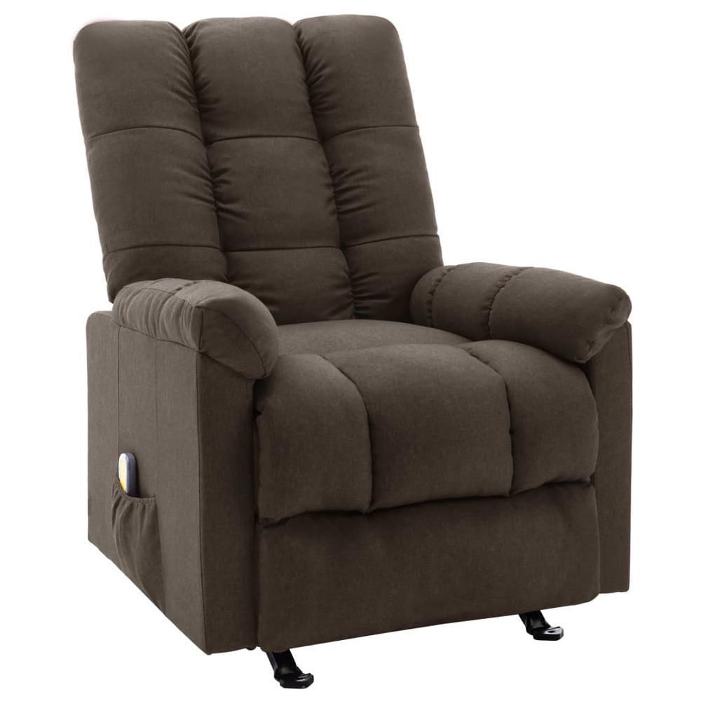 vidaXL Massage Reclining Chair Dark Brown Fabric, 321415. Picture 1