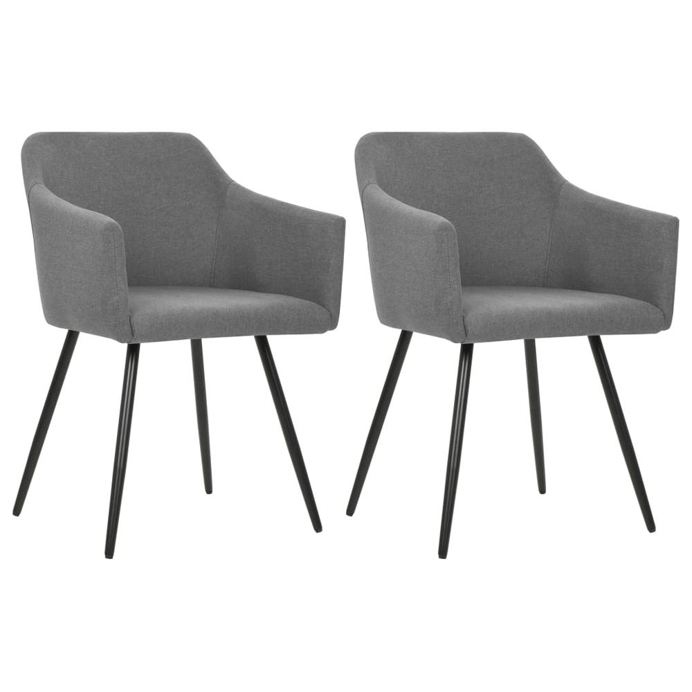 vidaXL Dining Chairs 2 pcs Light Gray Fabric, 323093. Picture 1