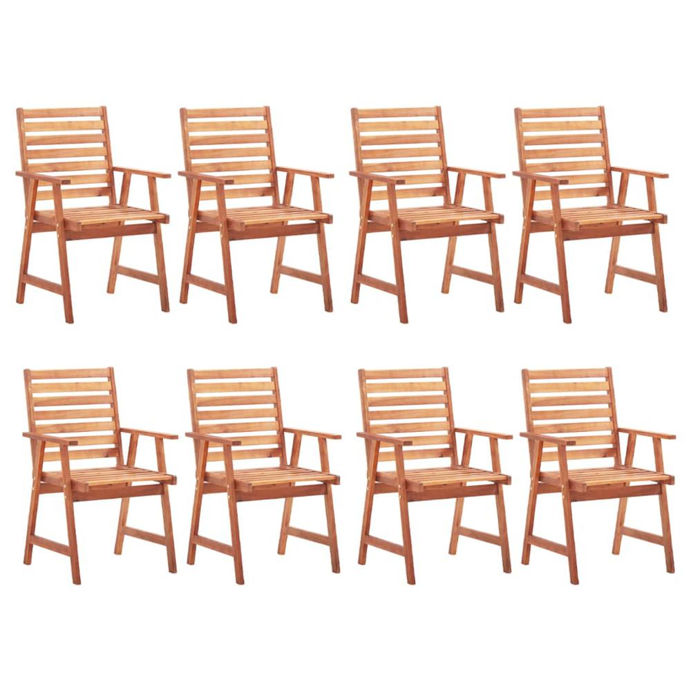 vidaXL Patio Dining Chairs 8 pcs with Cushions Solid Acacia Wood, 3078377. Picture 2