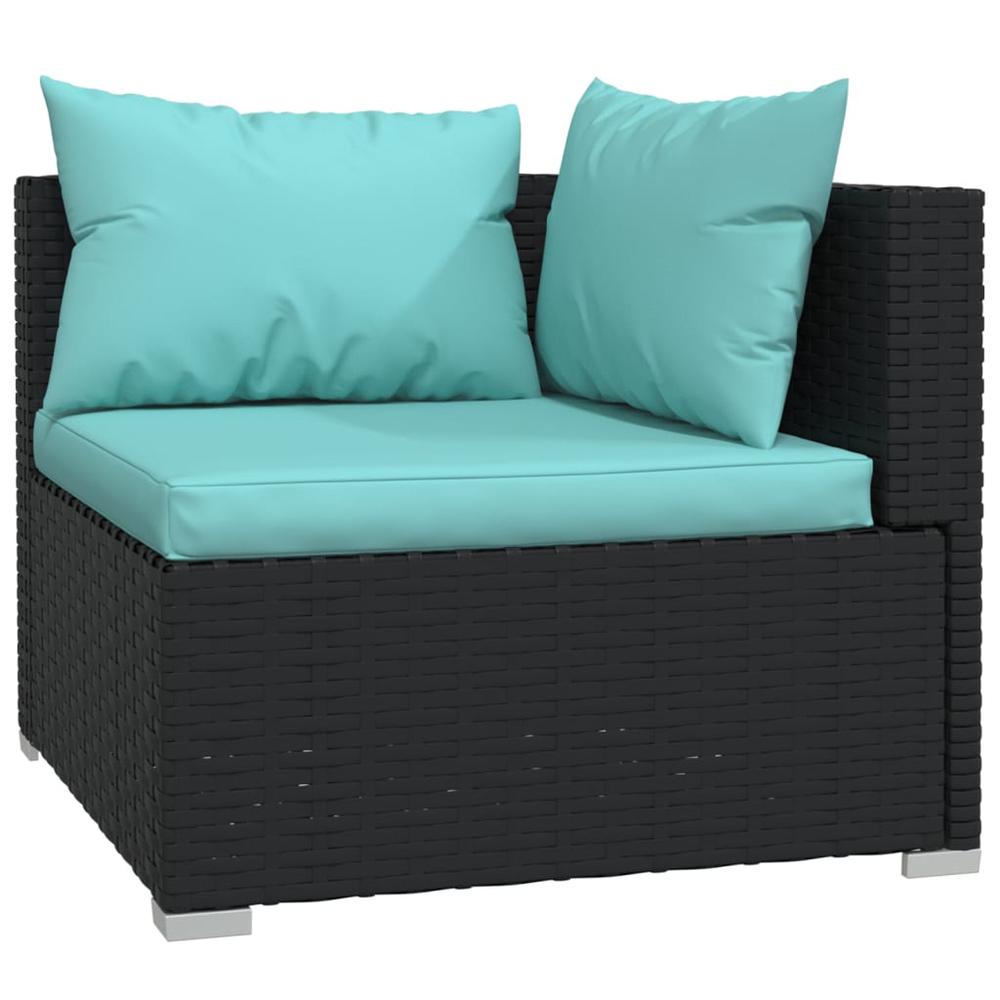 vidaXL 8 Piece Patio Lounge Set with Cushions Poly Rattan Black, 3101761. Picture 3