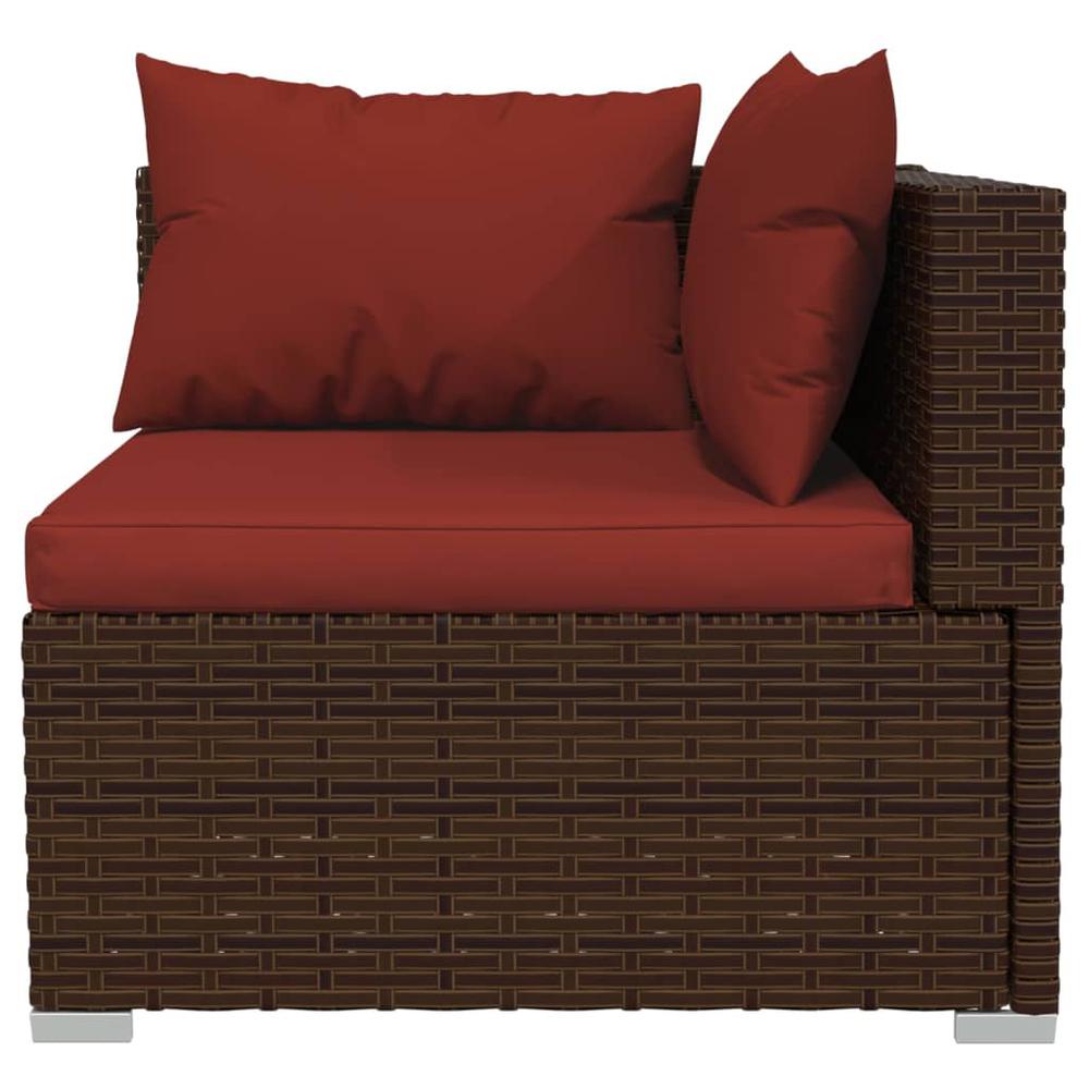 vidaXL 11 Piece Patio Lounge Set with Cushions Poly Rattan Brown, 3101931. Picture 3